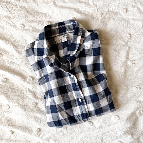 J. Crew Factory Tops - j. crew factory blue plaid popover shirt